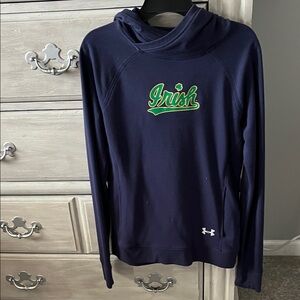 Under Armour Dark Blue Hoodie with Green Irish Logo